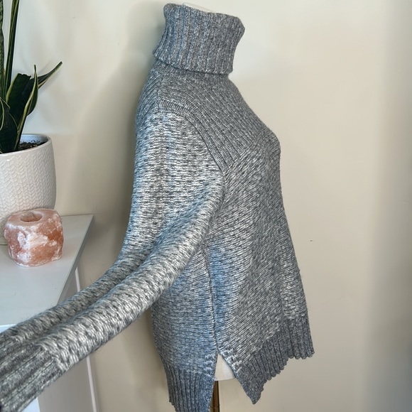 Banana Republic sz small Grey Gray wool knit turtleneck mixed-knit - Picture 8 of 8